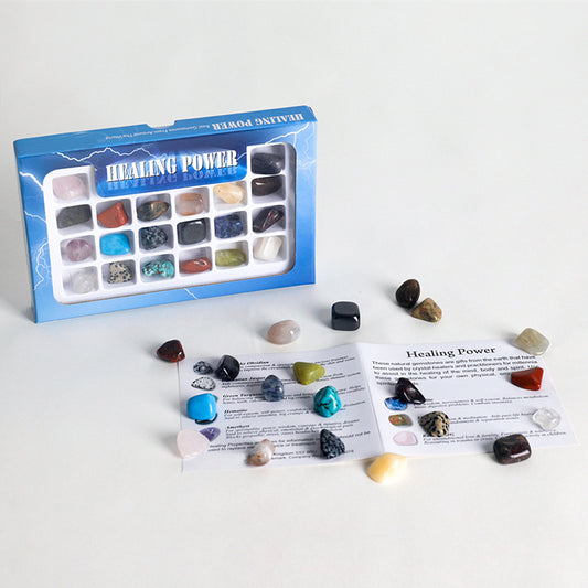 20-piece energy stone set of natural crystal mineral specimens mixed with semi-precious stones, suitable for gifts.