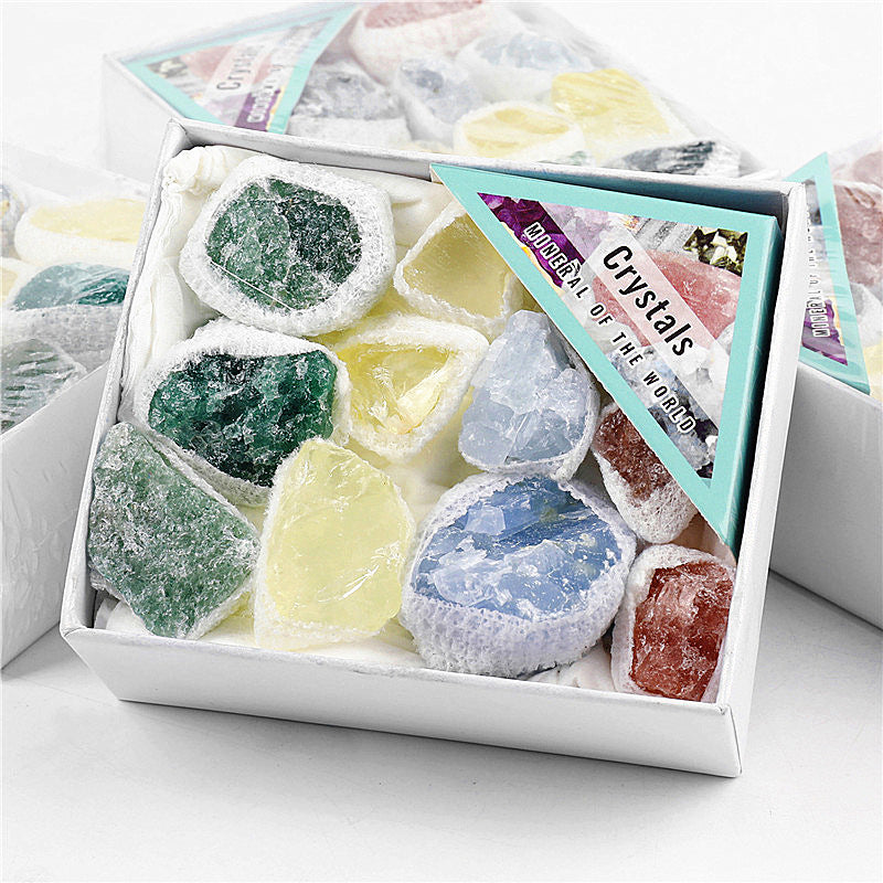 Natural crystal rough stones mixed colors boxed set
