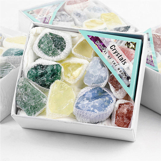 Natural crystal rough stones mixed colors boxed set