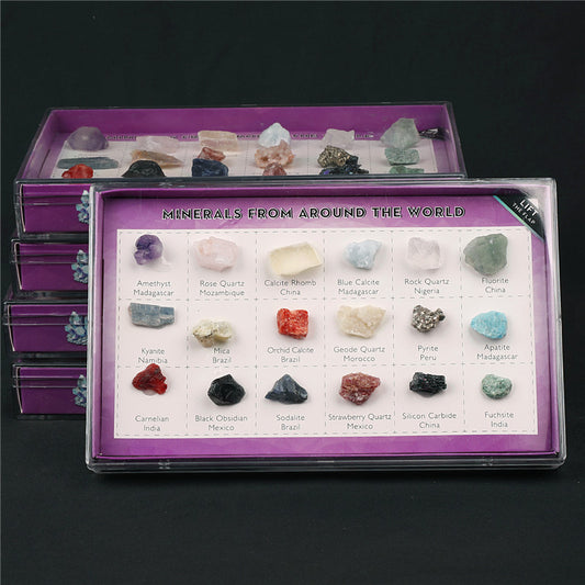 8 types of mineral rough stones, natural crystal mineral specimens, natural geological teaching materials