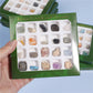 Boxed mix of 20 mineral fossil specimens