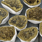 Natural crystal cave agate rough stone electroplated gold boxed