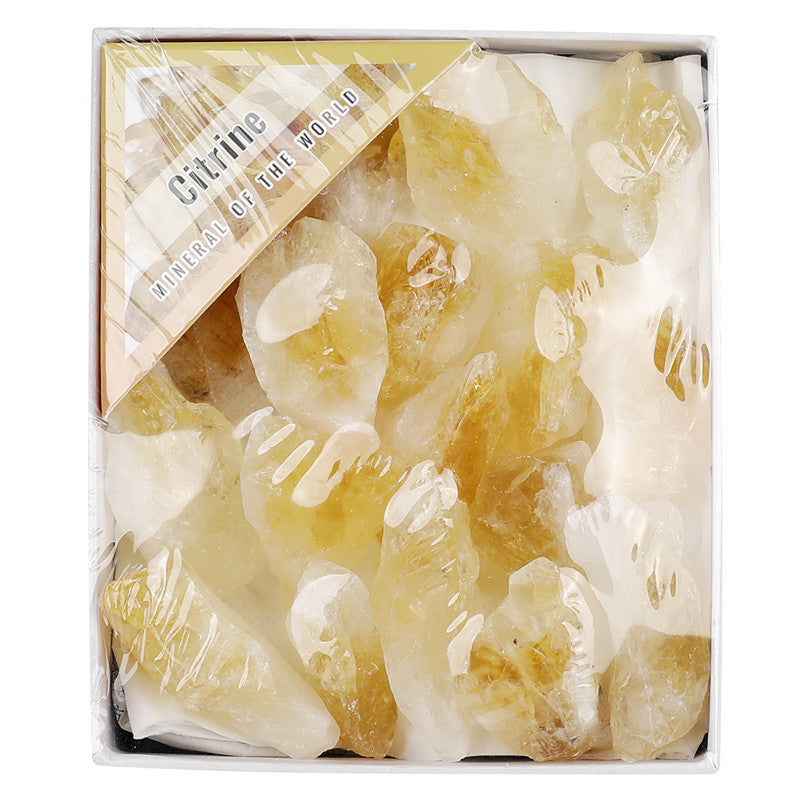 Natural Yellow Quartz Rough Stone Box Set