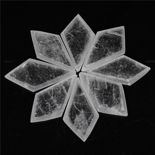 Natural Selenite Slabs Rhombic Cut Raw Stone Material