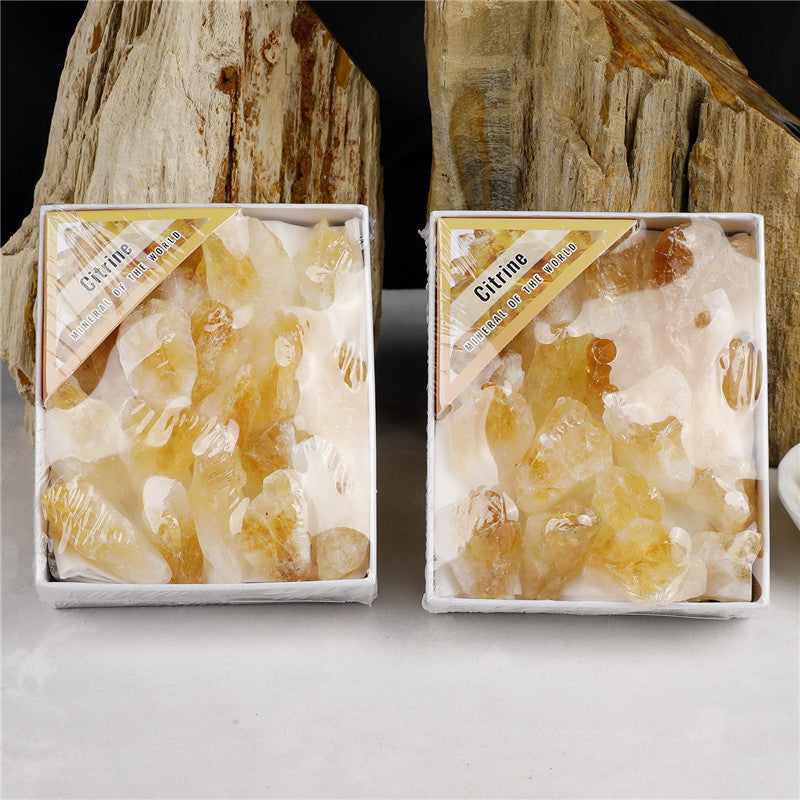 Natural Yellow Quartz Rough Stone Box Set