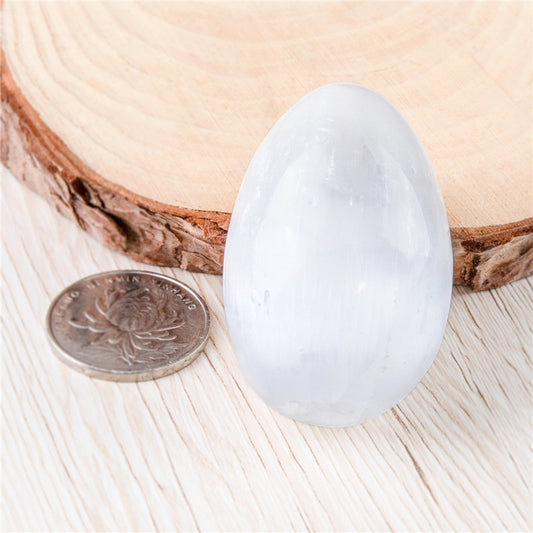 Natural white selenite egg shape