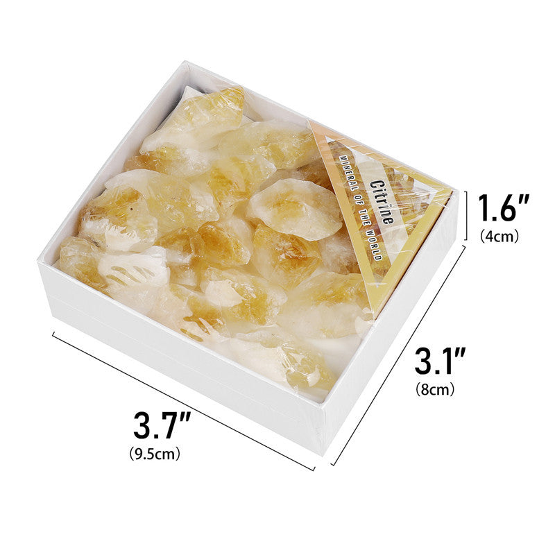 Natural Yellow Quartz Rough Stone Box Set