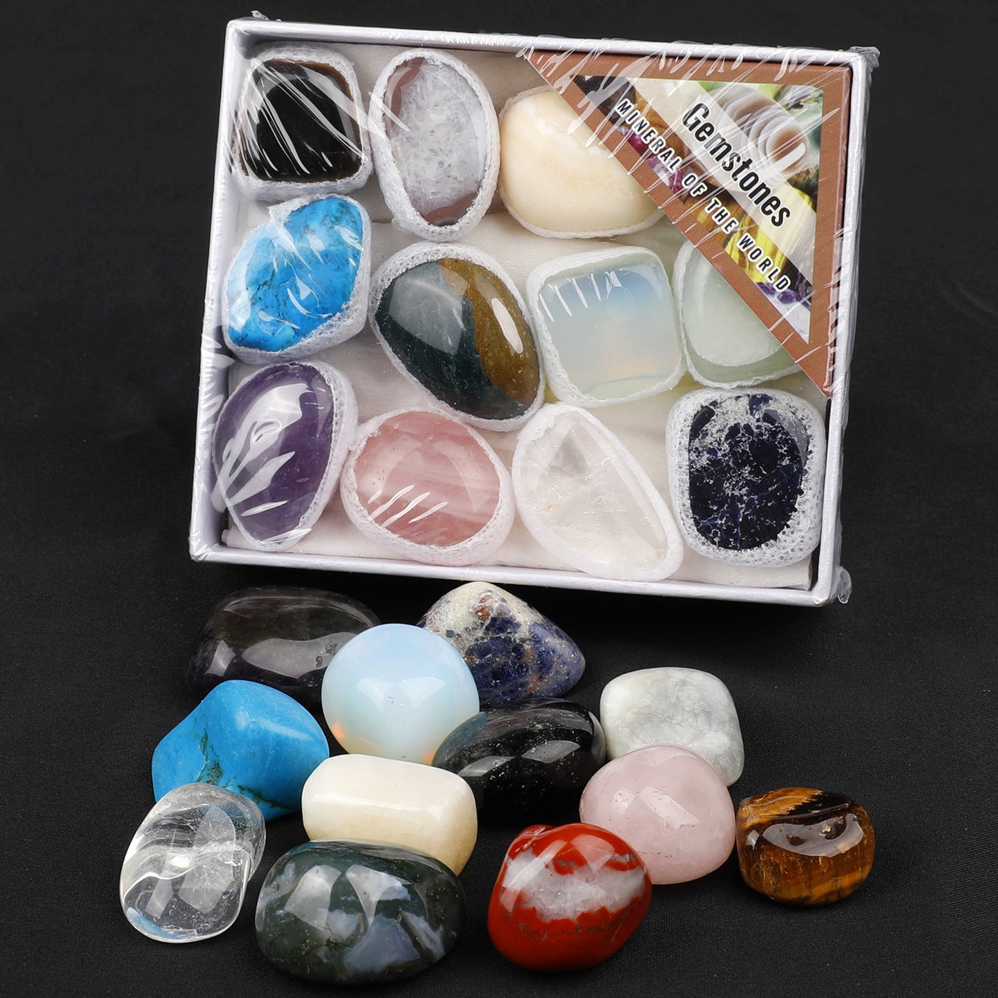 Natural tumbled Stone Crystal Mixed Color Small Gift Box Set