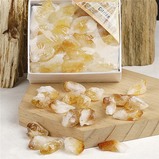 Natural Yellow Quartz Rough Stone Box Set