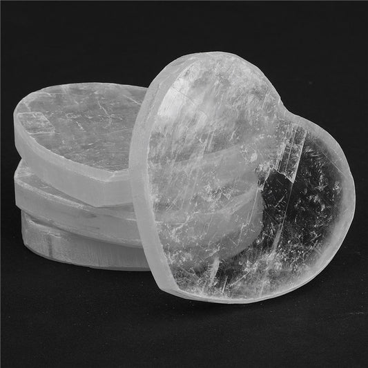 Natural Selenite Heart-Shaped Slice