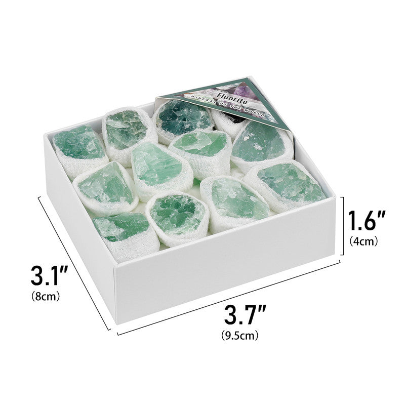 Natural green fluorite rough stone box set