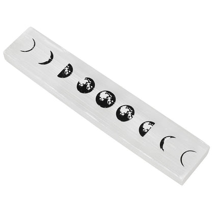Long Selenite Strip with Moon Phase Pattern