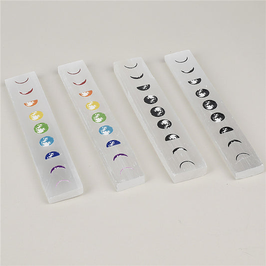 Long Selenite Strip with Moon Phase Pattern