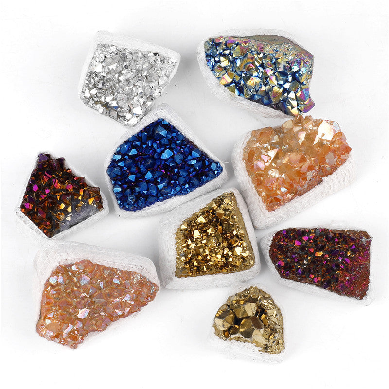 Natural Amethyst Cluster Rough Stone Electroplated Colorful Mixed Box Set