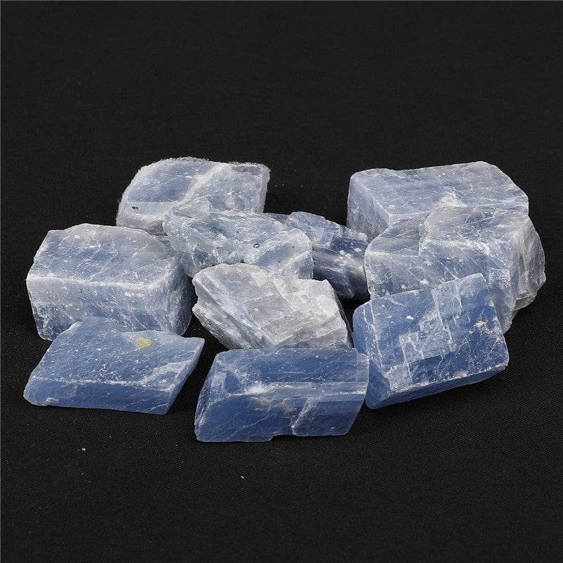 Natural blue kyanite blue calcite rough stone box set