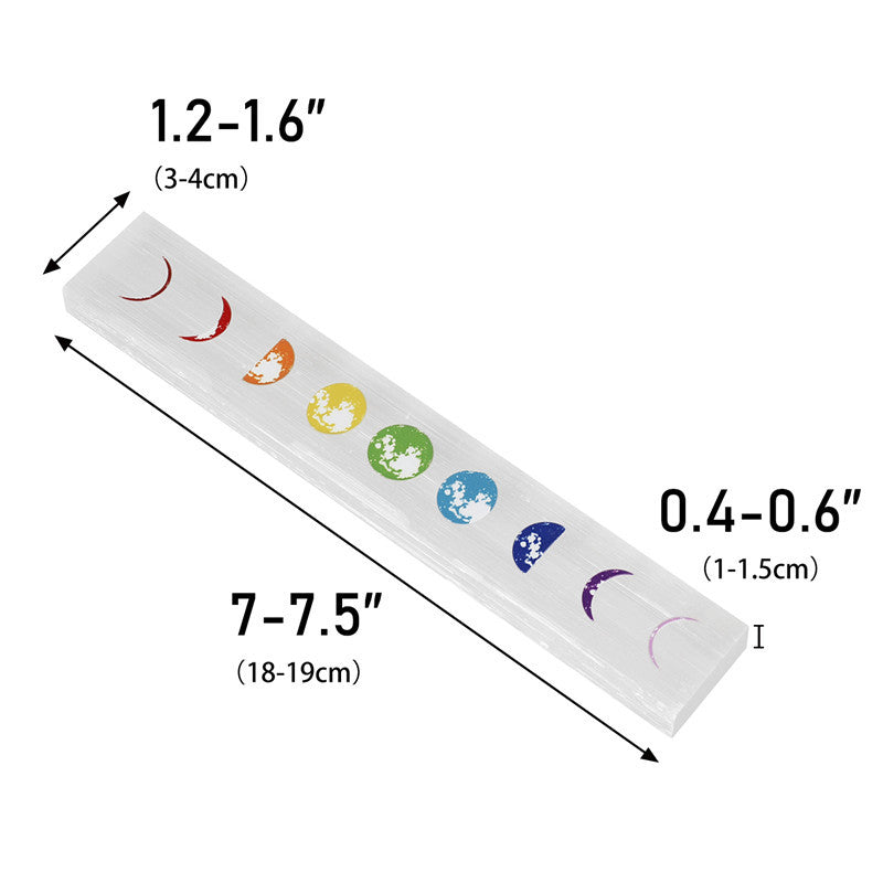 Long Selenite Strip with Moon Phase Pattern