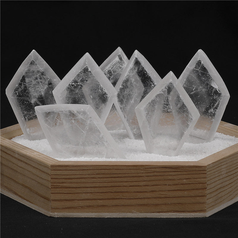 Natural Selenite Slabs Rhombic Cut Raw Stone Material