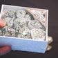 Natural pyrite raw stone crystal cluster, natural color, loose stones, small box
