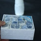 Natural blue kyanite blue calcite rough stone box set