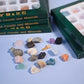 Boxed set of 20 mineral fossil specimens mixed with raw ore