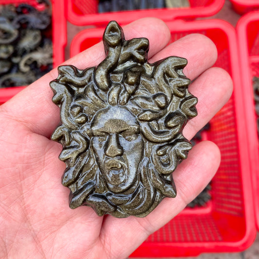 Obsidian Medusa Carving