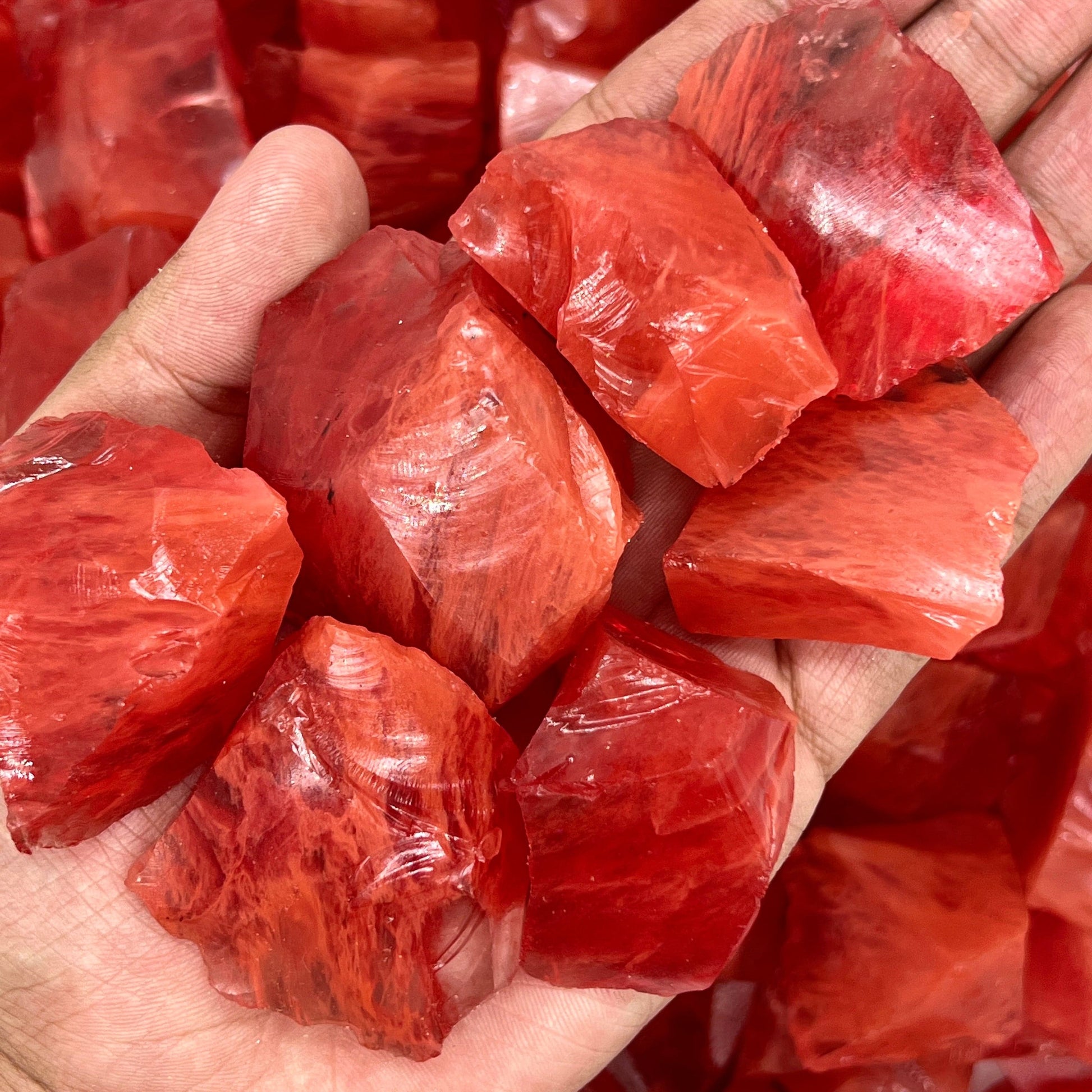 Red Smelting Rough Stones WaterfrontCrystal