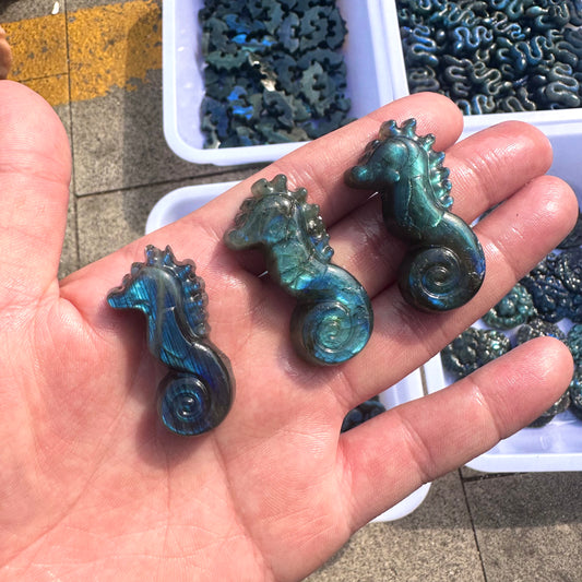 Labradorite Seahorse Carving