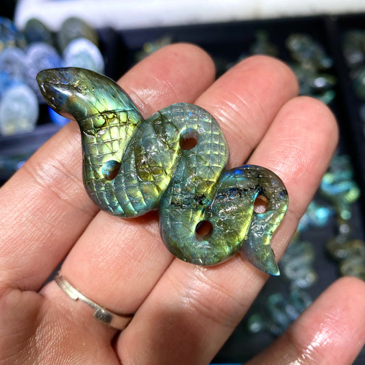 Labradorite Snake Carving